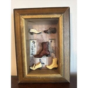 Arister Gifts Fashion Shoes Boots Framed Shadow Box 3D Diorama 10.5" x 7.5"